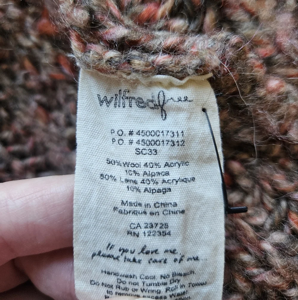 Wilfred Free Aritzia Erable Chunky Wool & Alpaca Zip Brown Cardigan Large - Picture 6 of 9